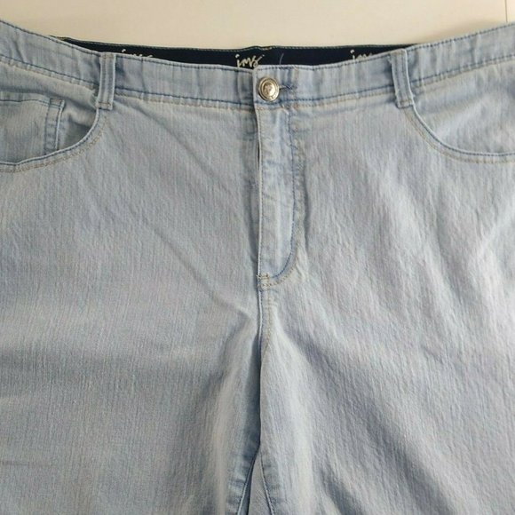 JMS Just My Size Capris Jeans Button Hems Light Wash Comfort Waist 20 W - Picture 2 of 5